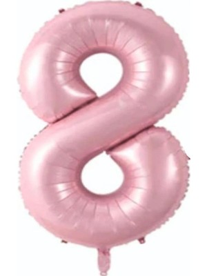Best Parti 8 Açık Pembe Renk Rakam Folyo Balon 80 cm