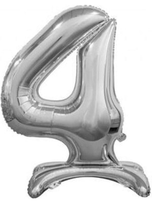 Best Parti 4 Gümüş Renk Ayaklı Rakam Folyo Balon 76 cm