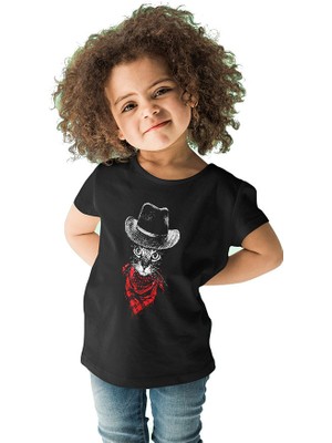 Darkhane Bandanalı Kovboy Siyah Unisex Çocuk Tişört T-Shirt