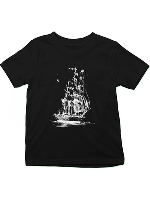 Darkhane Korsan Gemisi Siyah Unisex Çocuk Tişört T-Shirt