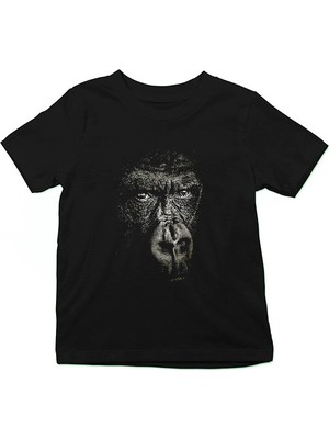 Darkhane Goril Siyah Unisex Çocuk Tişört T-Shirt