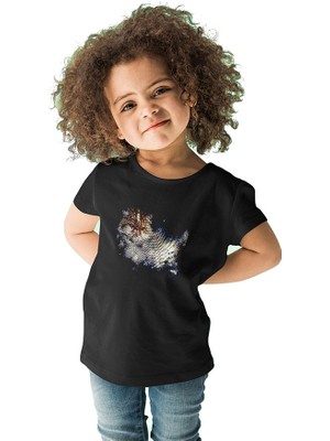 Darkhane Kedi Siyah Unisex Çocuk Tişört T-Shirt