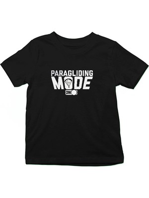 Darkhane Yamaç Paraşütü - Paragliding Siyah Unisex Çocuk Tişört T-Shirt