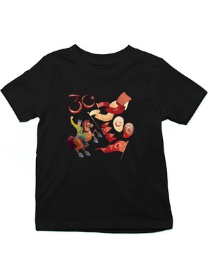 Darkhane 30 Ağustos Zafer Bayramı Siyah Unisex Çocuk Tişört T-Shirt