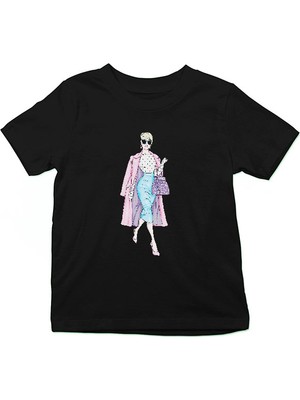 Darkhane Moda Ikonu Siyah Unisex Çocuk Tişört T-Shirt