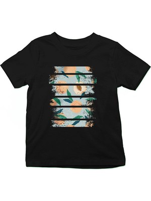 Darkhane Şeftali Siyah Unisex Çocuk Tişört T-Shirt