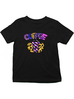Darkhane Fashion Kahve Siyah Unisex Çocuk Tişört T-Shirt