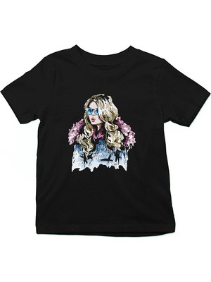 Darkhane Kış Mevsimi Tarzı Siyah Unisex Çocuk Tişört T-Shirt