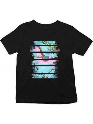 Darkhane Lila At Siyah Unisex Çocuk Tişört T-Shirt