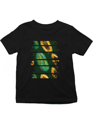 Darkhane Papaya Siyah Unisex Çocuk Tişört T-Shirt