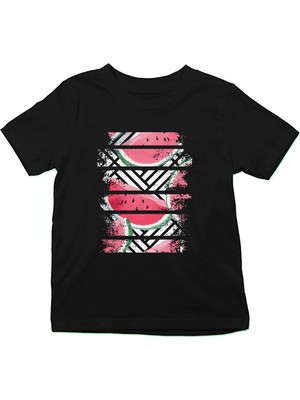 Darkhane Karpuz Siyah Unisex Çocuk Tişört T-Shirt