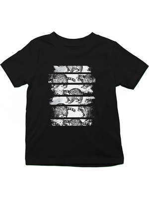 Darkhane Rakun Siyah Unisex Çocuk Tişört T-Shirt