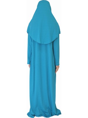Zehranaz Namaz Elbisesi Turkuaz Fermuarlı Namaz Elbisesi1