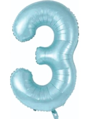 Rönesans Parti 3 Açık Mavi Renk Rakam Folyo Balon 80 cm