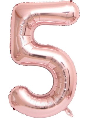 Rönesans Parti 5 Rose Gold Rakam Folyo Balon 80 cm