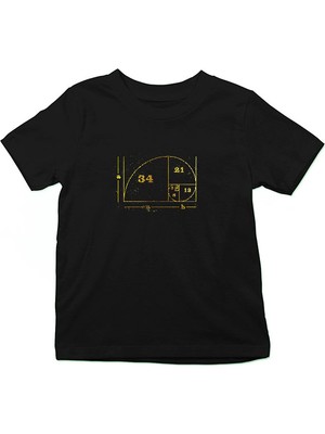 Darkhane Altın Oran Renkli Siyah Unisex Çocuk Tişört T-Shirt