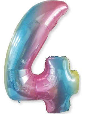 Bal10 Dünyası 4 Gökkuşağı Renk Rakam Folyo Balon 80 cm