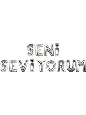 Bal10 Dünyası Seni Seviyorum Gümüş Renkli Folyo Balon