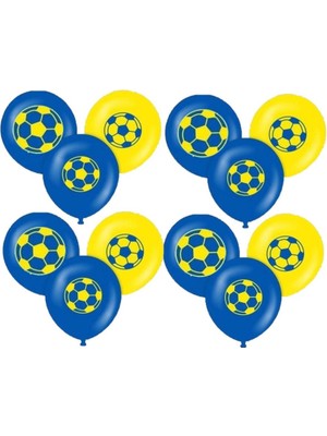 Bal10 Dünyası Sarı Lacivert Taraftar Baskılı Latex Balon 10 Adet