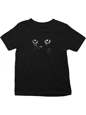 Darkhane Kara Kedi Siyah Unisex Çocuk Tişört T-Shirt