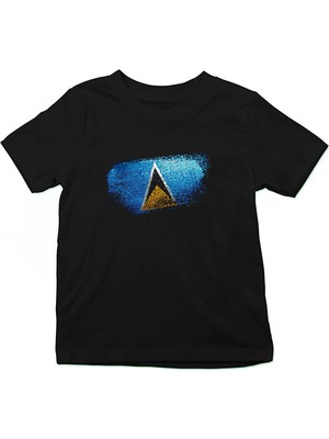 Darkhane Saint Lucia Siyah Unisex Çocuk Tişört T-Shirt