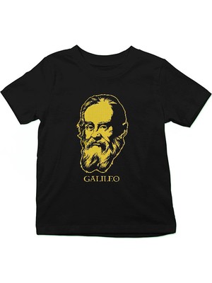 Darkhane Galileo Galilei Siyah Unisex Çocuk Tişört T-Shirt