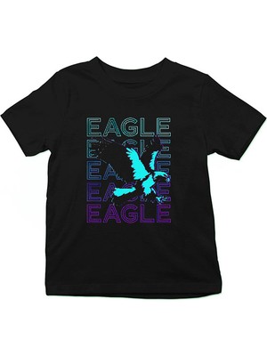 Darkhane Eagle Kartal Siyah Unisex Çocuk Tişört T-Shirt