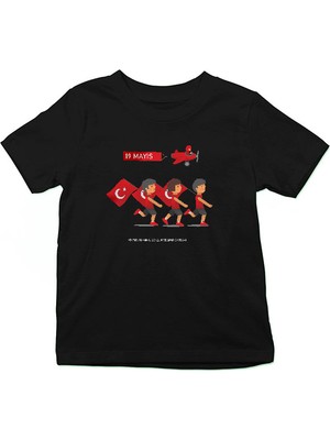 Darkhane 19 Mayıs Atatürk'ü Anma, Gençlik ve Spor Bayramı Siyah Unisex Çocuk Tişört T-Shirt