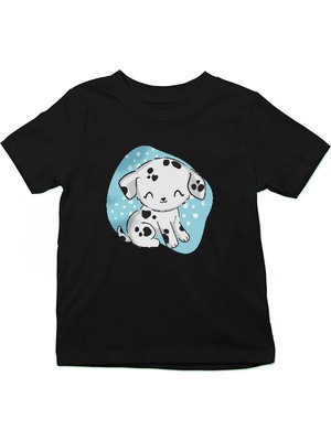 Darkhane Tatlı Dalmaçyalı Siyah Unisex Çocuk Tişört T-Shirt