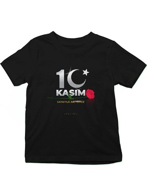 Darkhane 10 Kasım Atatürk'ü Anma Günü Siyah Unisex Çocuk Tişört T-Shirt