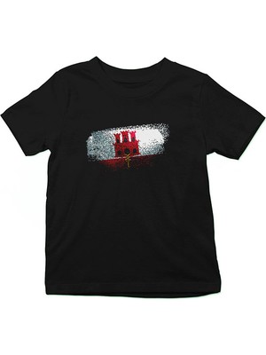 Darkhane Cebelitarık - Gibraltar Siyah Unisex Çocuk Tişört T-Shirt