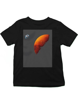 Darkhane Mars Siyah Unisex Çocuk Tişört T-Shirt