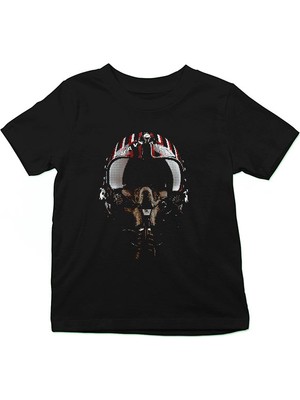 Darkhane Pilot Kaskı Siyah Unisex Çocuk Tişört T-Shirt