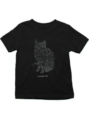 Darkhane Schrödinger Dalga Denklemi Kedi Siyah Unisex Çocuk Tişört T-Shirt