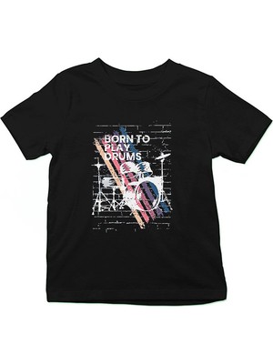 Darkhane Bateri Siyah Unisex Çocuk Tişört T-Shirt