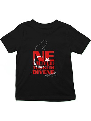 Darkhane Ne Mutlu Türküm Diyene Siyah Unisex Çocuk Tişört T-Shirt