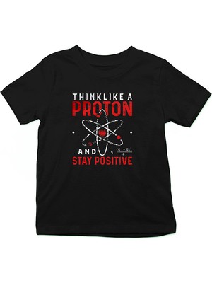 Darkhane Fizik Proton Pozitif Siyah Unisex Çocuk Tişört T-Shirt