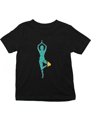 Darkhane Yoga Siyah Unisex Çocuk Tişört T-Shirt
