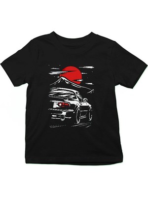 Darkhane Araba Siyah Unisex Çocuk Tişört T-Shirt