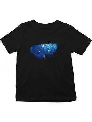 Darkhane Mikronezya - Micronesia Siyah Unisex Çocuk Tişört T-Shirt
