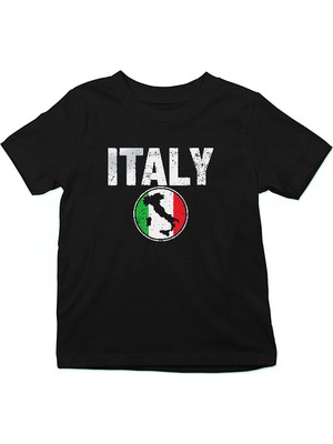 Darkhane Italya Siyah Unisex Çocuk Tişört T-Shirt