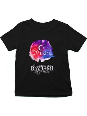 Darkhane 29 Ekim Cumhuriyet Bayramı Siyah Unisex Çocuk Tişört T-Shirt