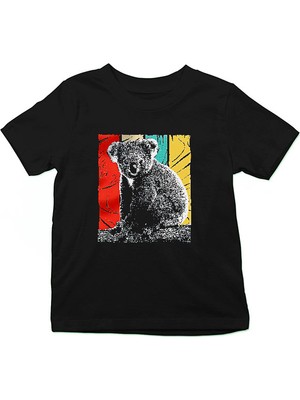 Darkhane Sevimli Koala Siyah Unisex Çocuk Tişört T-Shirt