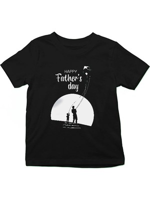 Darkhane Babalar Günü Siyah Unisex Çocuk Tişört T-Shirt