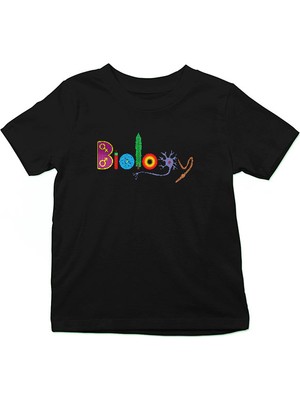 Darkhane Biyolog Siyah Unisex Çocuk Tişört T-Shirt