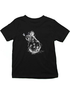 Darkhane Dansçı Astronot Siyah Unisex Çocuk Tişört T-Shirt