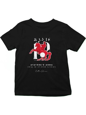 Darkhane 19 Mayıs Atatürk'ü Anma, Gençlik ve Spor Bayramı Siyah Unisex Çocuk Tişört T-Shirt