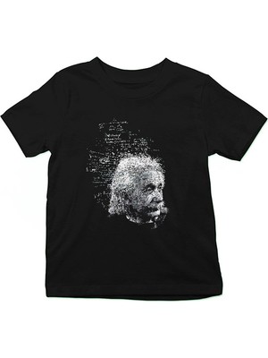 Darkhane Albert Einstein Kuantum Mekaniği Siyah Unisex Çocuk Tişört T-Shirt