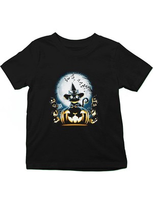 Darkhane Cadılar Bayramı-Halloween Siyah Unisex Çocuk Tişört T-Shirt
