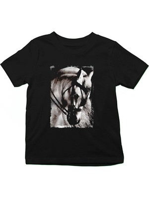 Darkhane At Siyah Unisex Çocuk Tişört T-Shirt